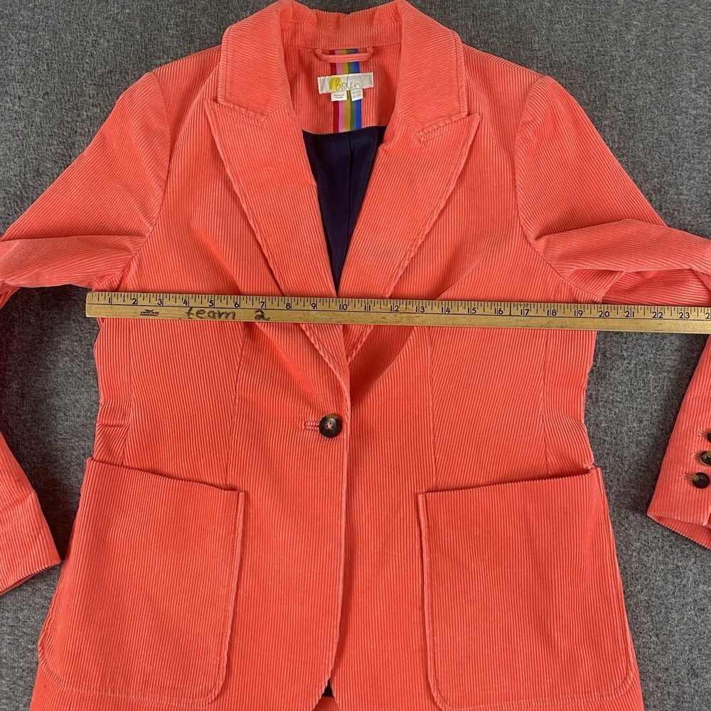Boden Corduroy Blazer Jacket Women US 10R Pink Coral Cotton Stretch - Picture 6 of 12